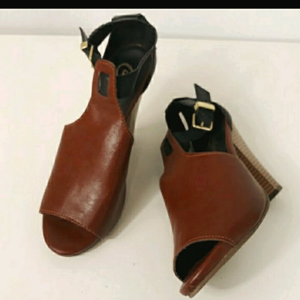 Candies Size 6.5 Brown Open Toe Heels